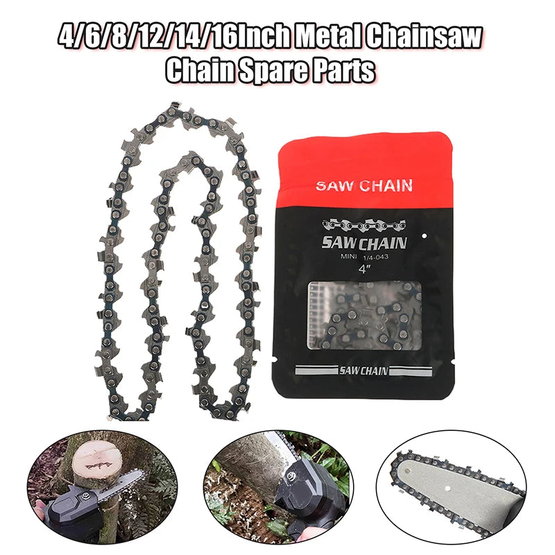 Metal Chainsaw Chain 4–16 Inch | Wood Cutting Replacement Blade Chainsaw Chain Axl