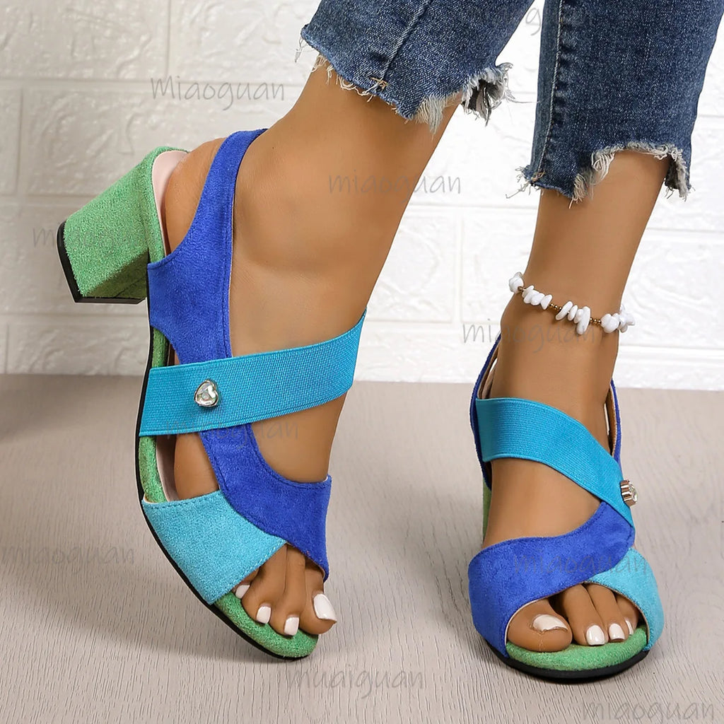 Women's Square Heel Pointed Toe Sandals – Summer Party Shoes Women's Heeled Sandals Axl
