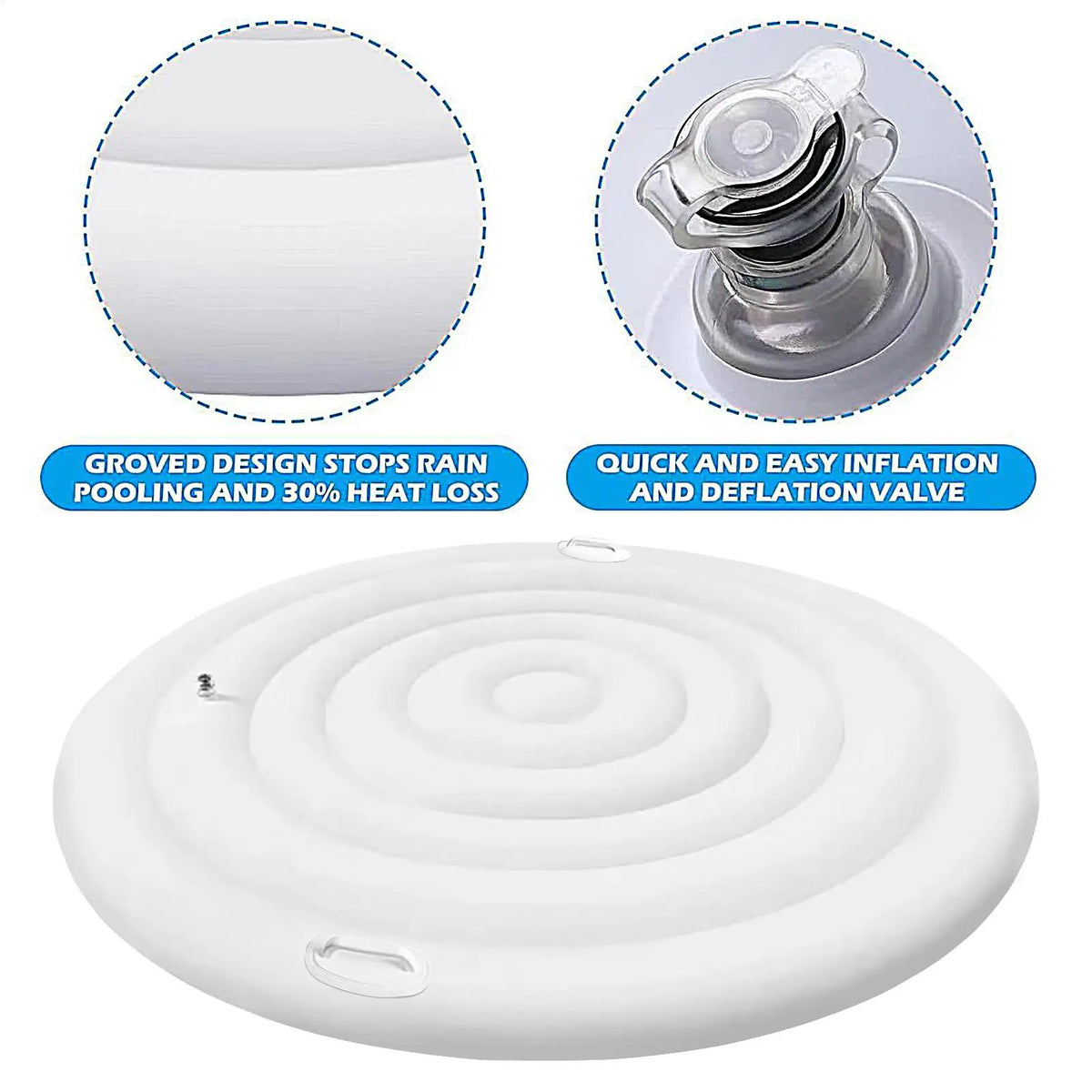 Round Inflatable Hot Tub Cover with Handles – Windproof PVC Lid Hot Tub Cover Axl