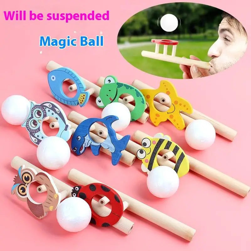 Cartoon Foam Ball Blower Toy – Wooden Floating Ball Game Educational Ball Toy Axl