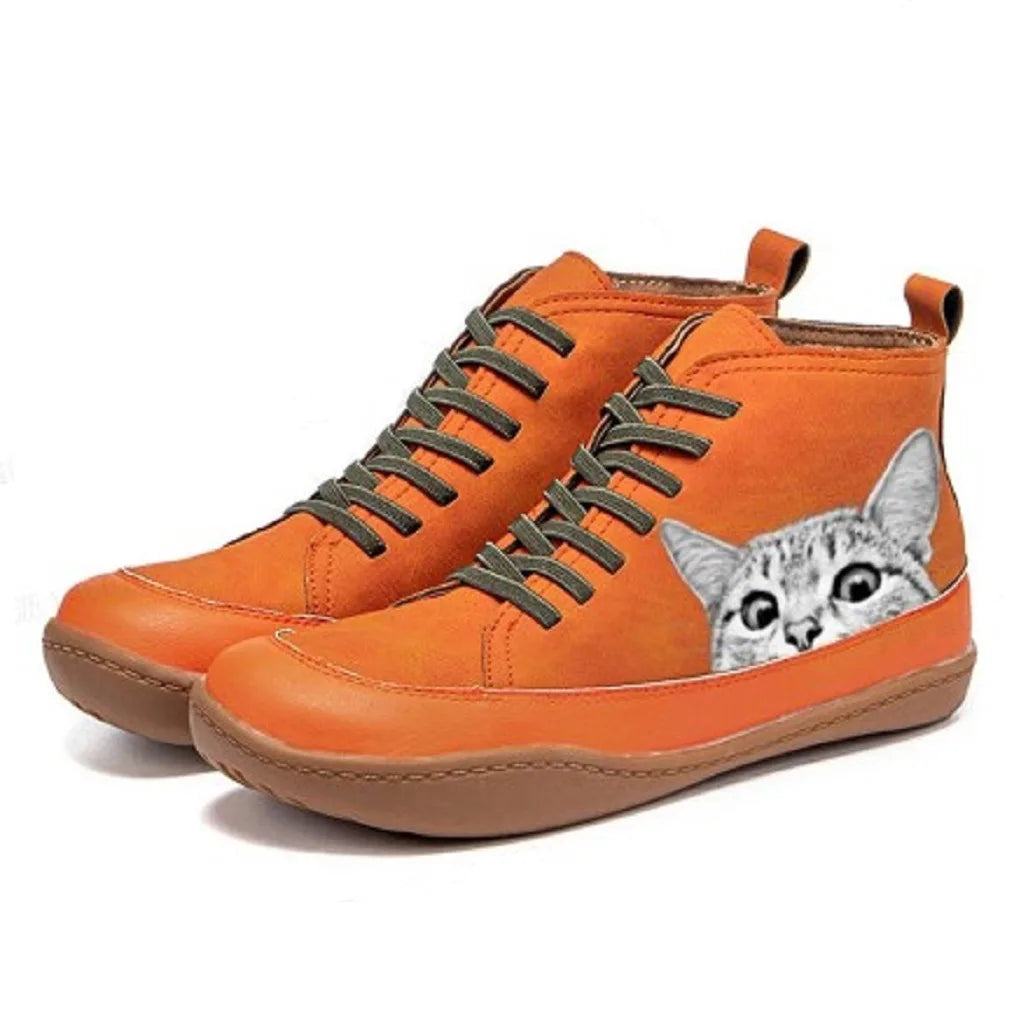 Women's Slip-On Ankle Boots with Fur – Square Heel PU Women's Ankle Boots Axl 39 F65Orange)
