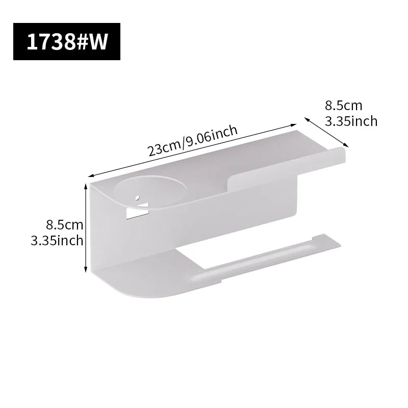 Self-Adhesive Wall-Mounted Toilet Paper Holder & Shelf Toilet Paper Holder Axl white-1738W