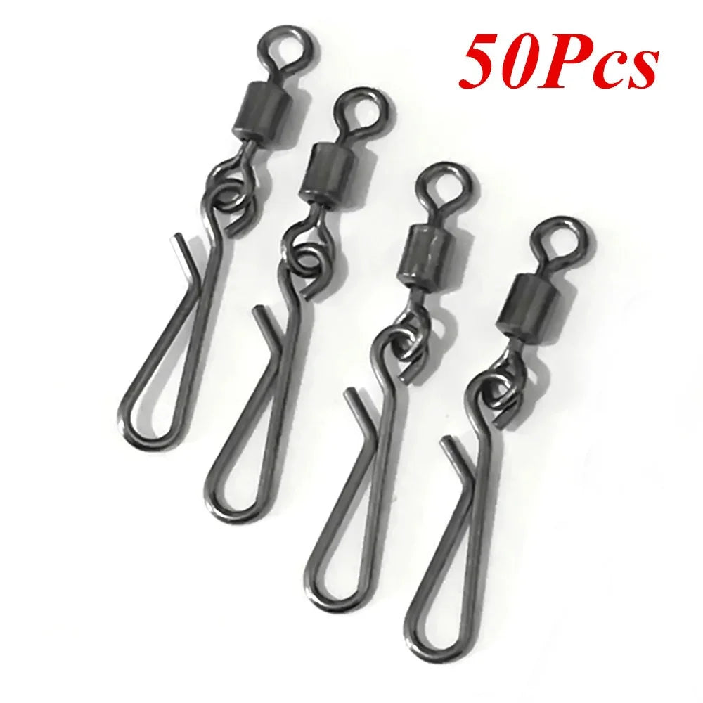 50-Piece Stainless Steel Fishing Rolling Swivels with Hook Fishing Swivels Axl MJJ95850pcs-8