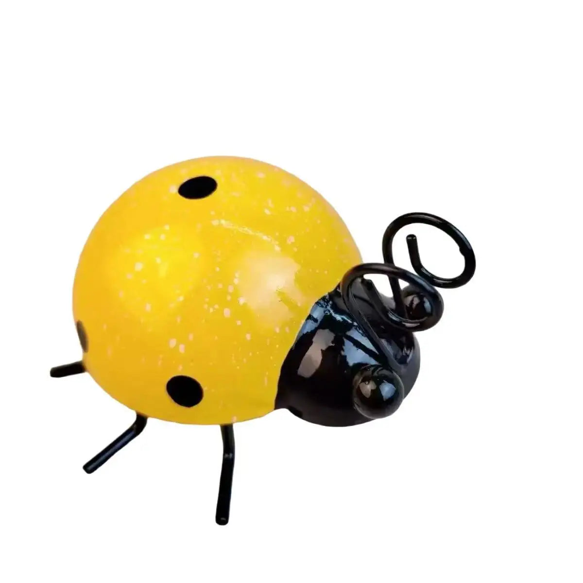 Mini Metal Ladybug Beetle Garden Fence Hanger Wall Ornament Garden Figurine Axl yellow