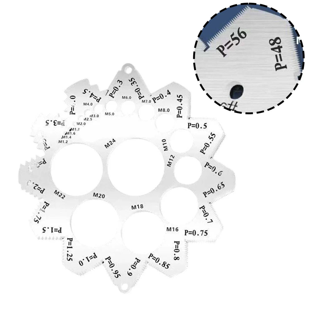 90-Tooth Thread Pitch & Diameter Gauge – Stainless Steel Thread Pitch Gauge Axl