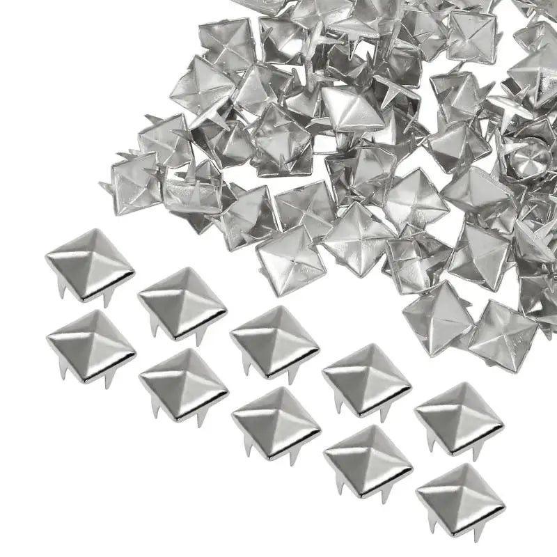 100Pcs Pyramid Metal Studs 4-Prong Punk Spikes DIY Rivets Metal Studs Rivets Axl A1