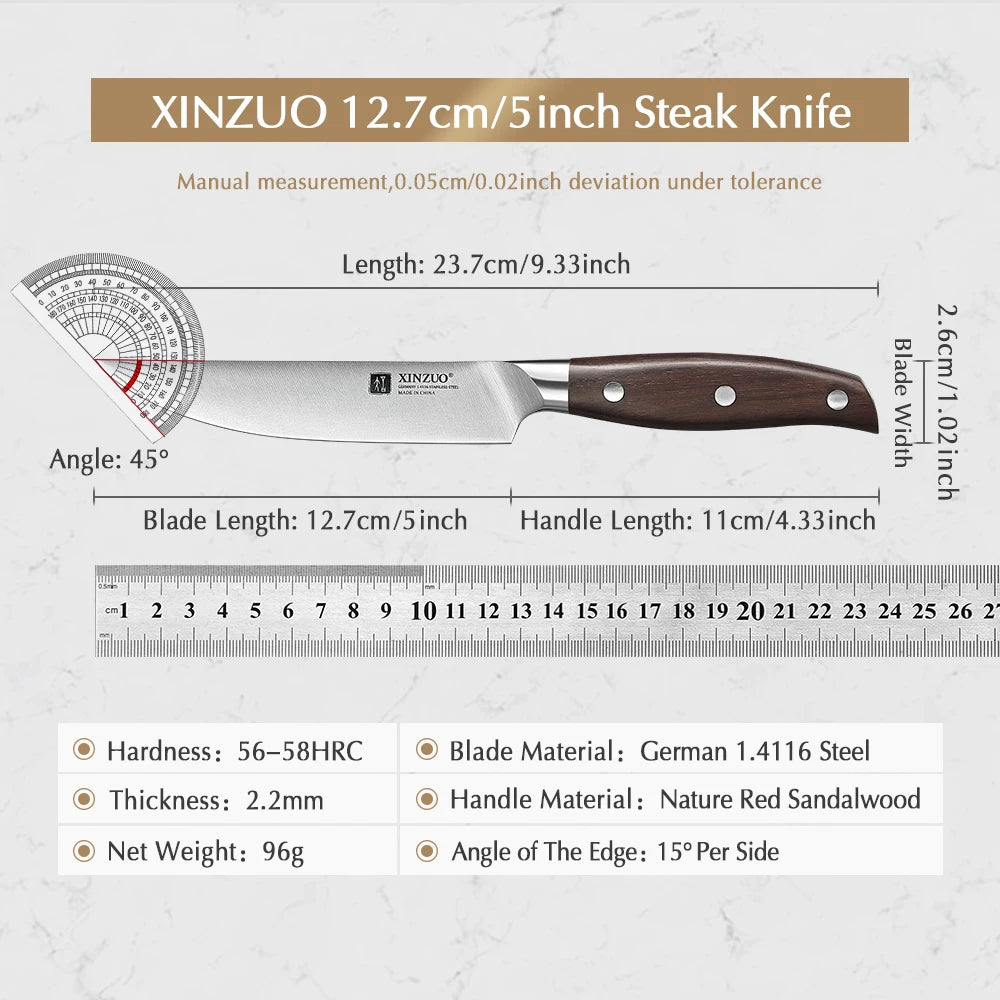 XINZUO 4-Pc Steak Knife Set | German Steel & Sandalwood Handles Steak Knife Set Axl