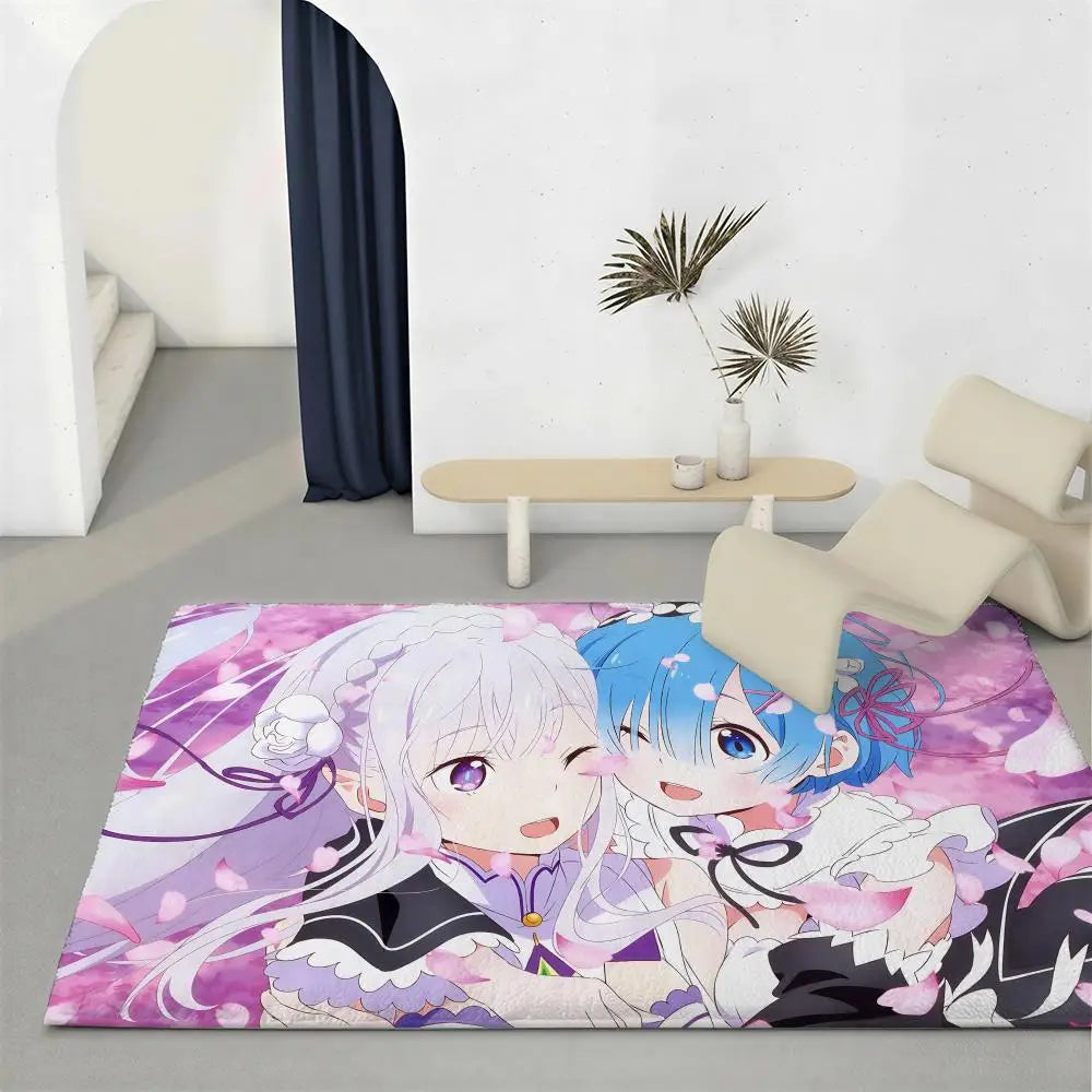 Re:Zero Flannel Floor Mat – Non-Slip Soft Plush Anime Rug Anime Floor Mat Axl White2 100x160cm