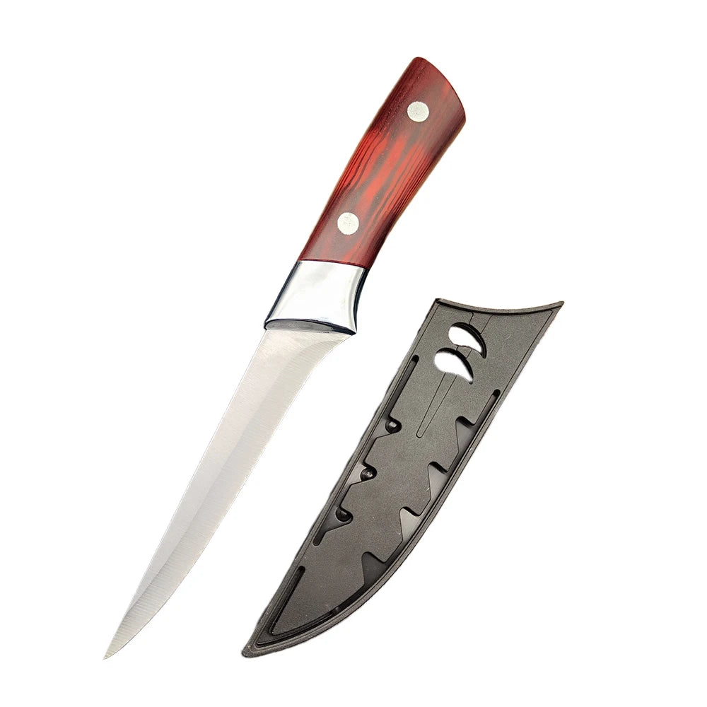 Stainless Steel Boning Knife with Sheath | Sharp Chef Knife Boning Knife Axl Red