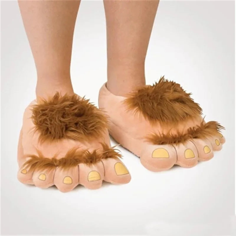 Chunky Faux Fur Paw Slippers – Unisex Novelty Indoor Shoes Novelty Indoor Slippers Axl