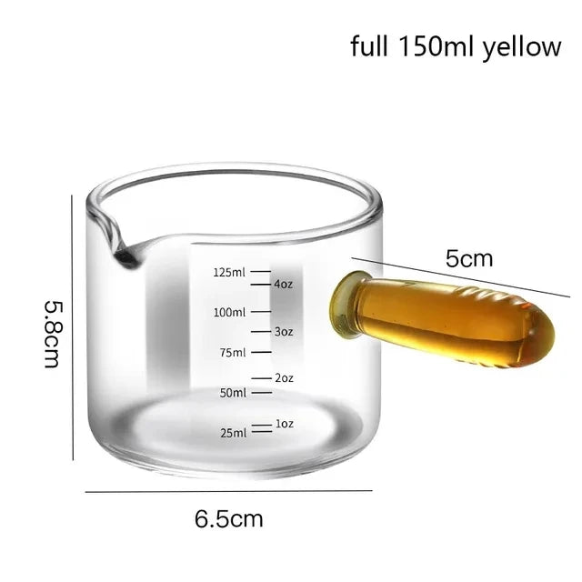 KEMORELA Glass Espresso Cups 60/125ml – Measuring Milk Jug Espresso Shot Glass Axl 125ml yellow