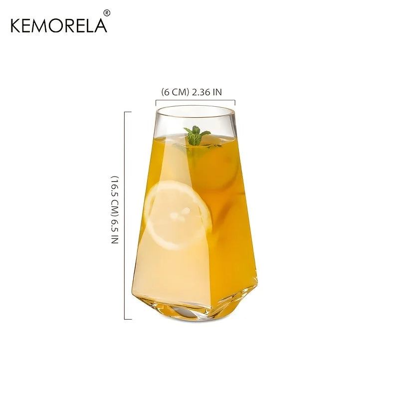 KEMORELA 500ml Geometric Crystal Highball Glasses – 1 or 2 Pack Highball Drinking Glasses Axl