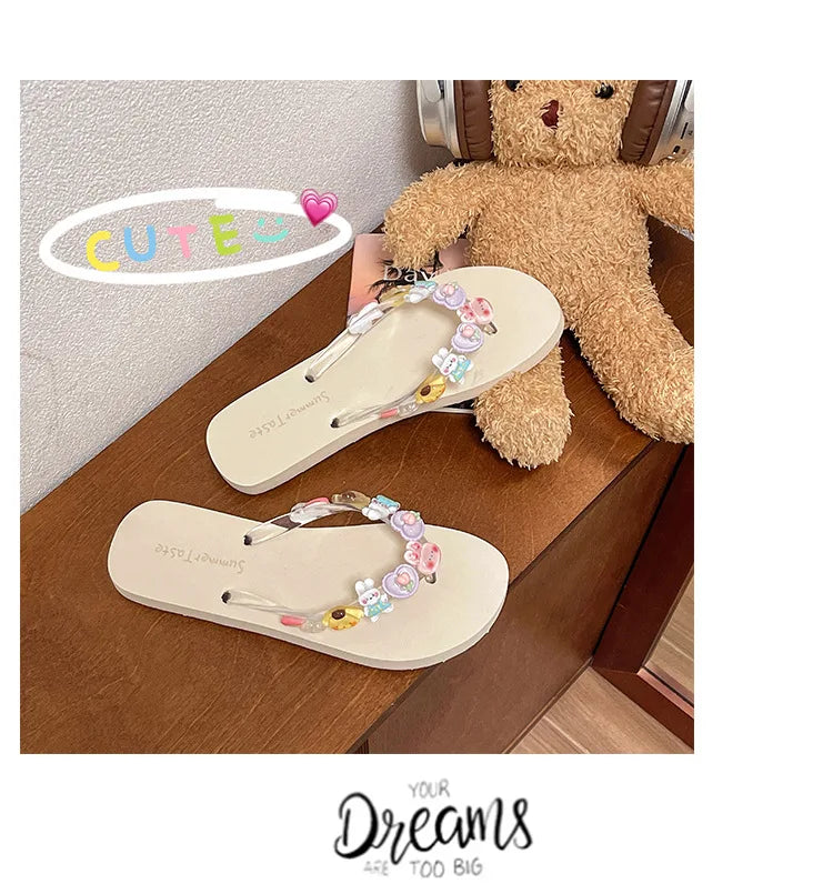 Women's Transparent Flower Flip Flops – Anti-Slip Beach Sandals Beach Flip Flops Axl
