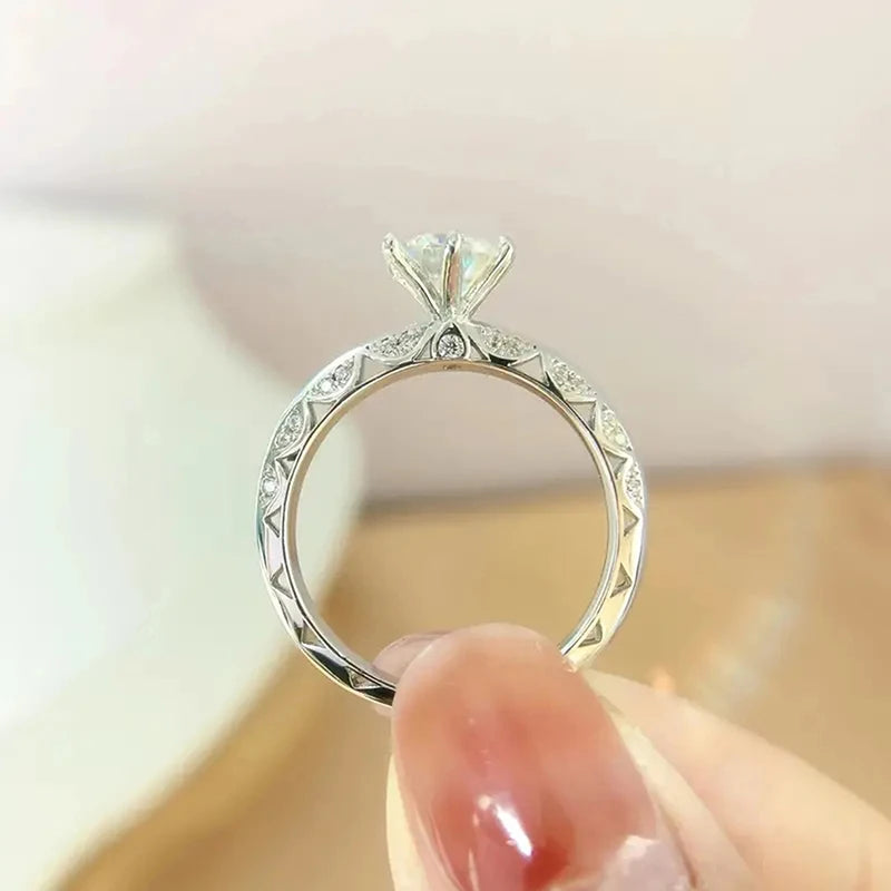 Huitan 6-Claw Cubic Zirconia Silver Bridal Wedding Ring Bridal Wedding Ring Axl