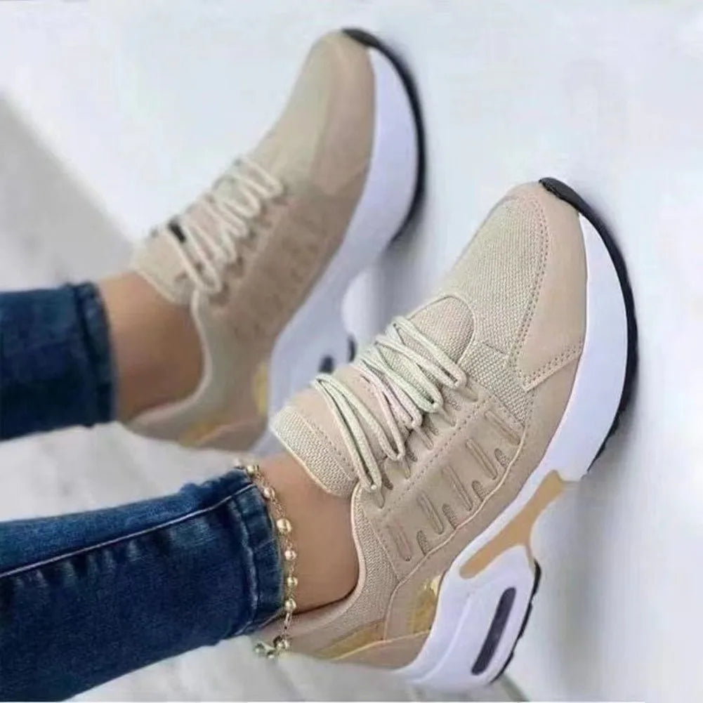 Women's Platform Mesh Sneakers – Casual Comfort Lace-Up Shoes Platform Sneakers Axl