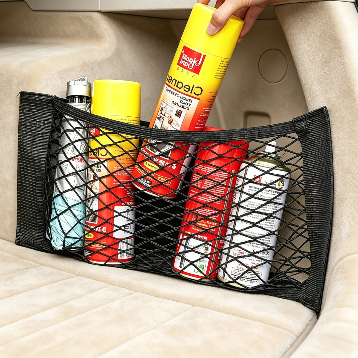 Car Trunk Organizer Net – Universal Elastic Mesh Storage Bag Car Trunk Organizer Axl
