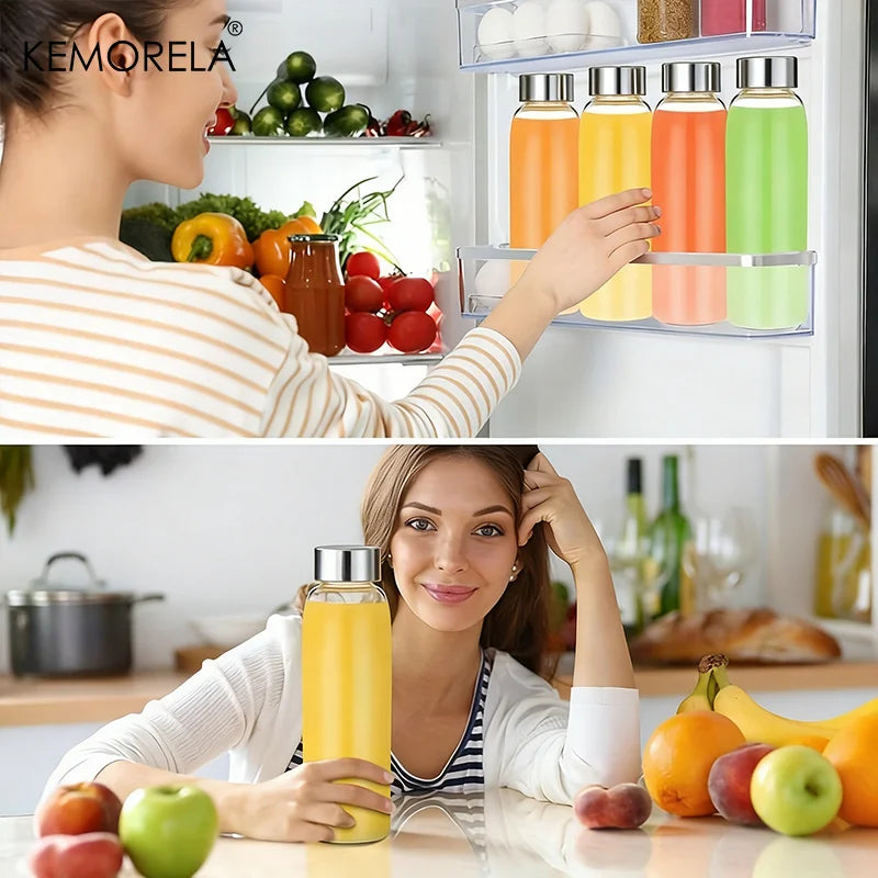 KEMORELA Glass Water Bottle – Leak-Proof 500/750/1000ml Glass Water Bottle Axl