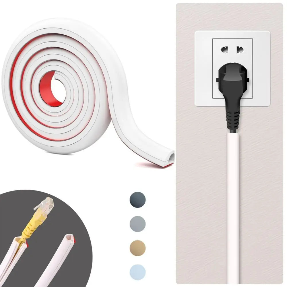 Self-Adhesive Cable Raceway – 1m Wall Cord Hider & Wire Cover Cable Raceway Axl
