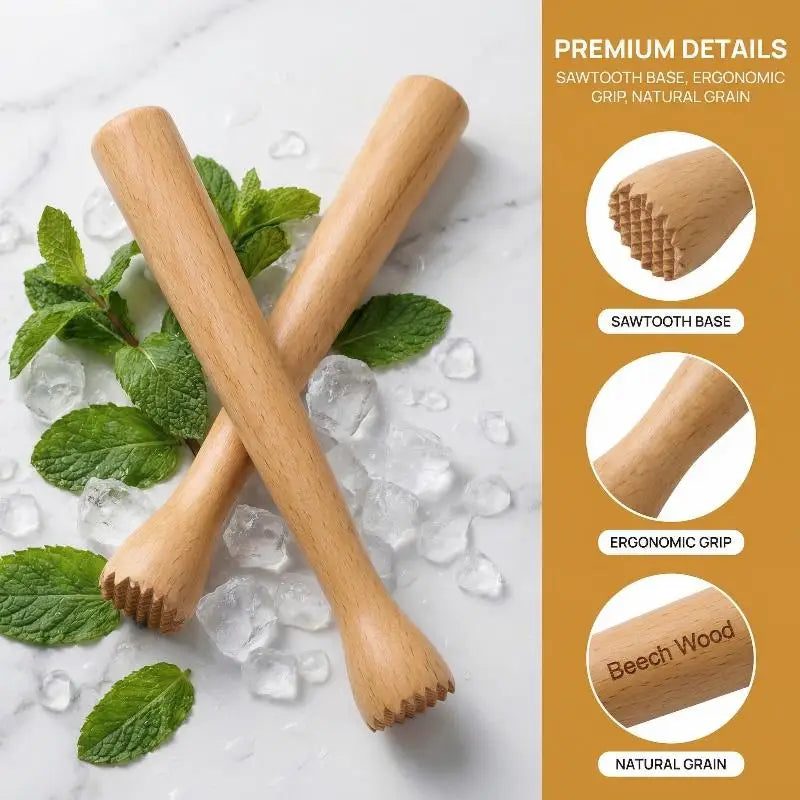 Wooden Cocktail Muddler – Long Handle Herb & Fruit Masher Cocktail Muddler Axl Default Title
