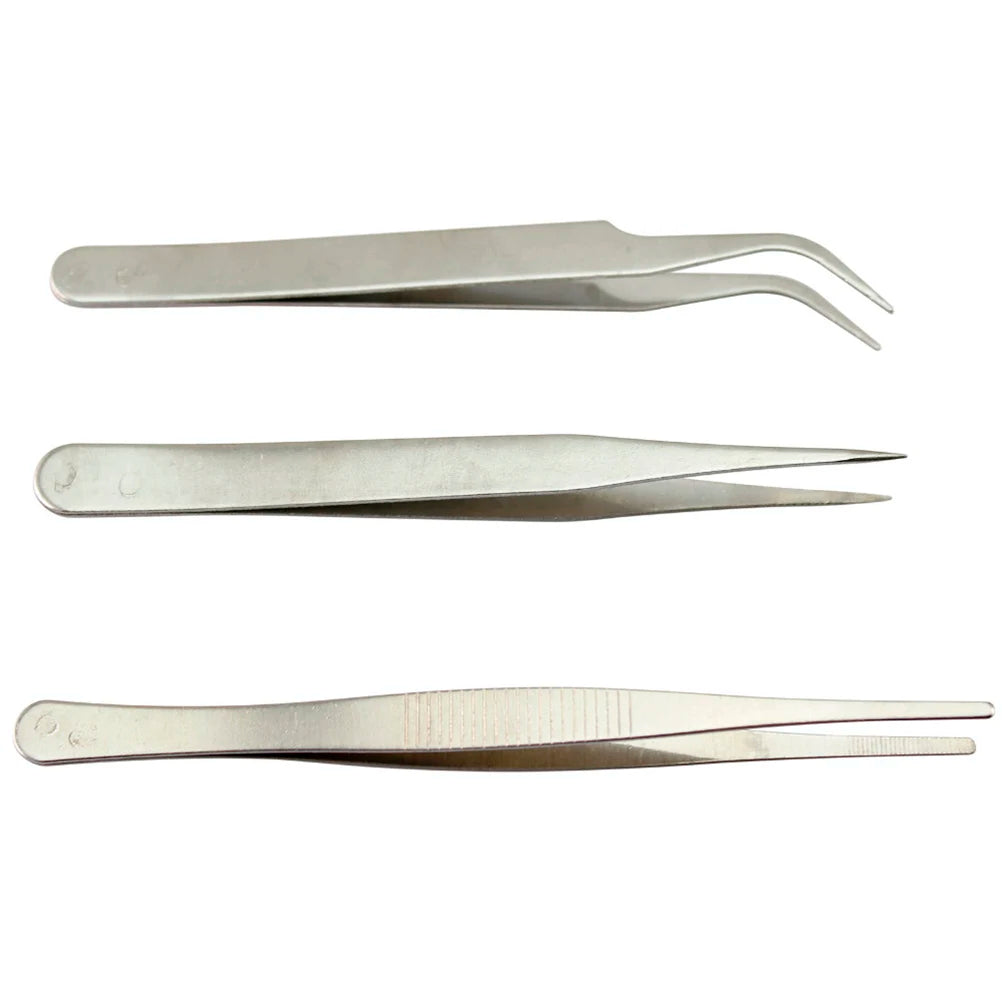 3-Piece Stainless Steel Precision Tweezers Set – Electronics Repair Precision Tweezers Set Axl