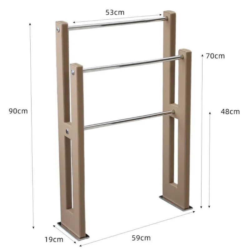 Luxury 3-Layer Freestanding Towel Rack – Leather & Steel Freestanding Towel Rack Axl