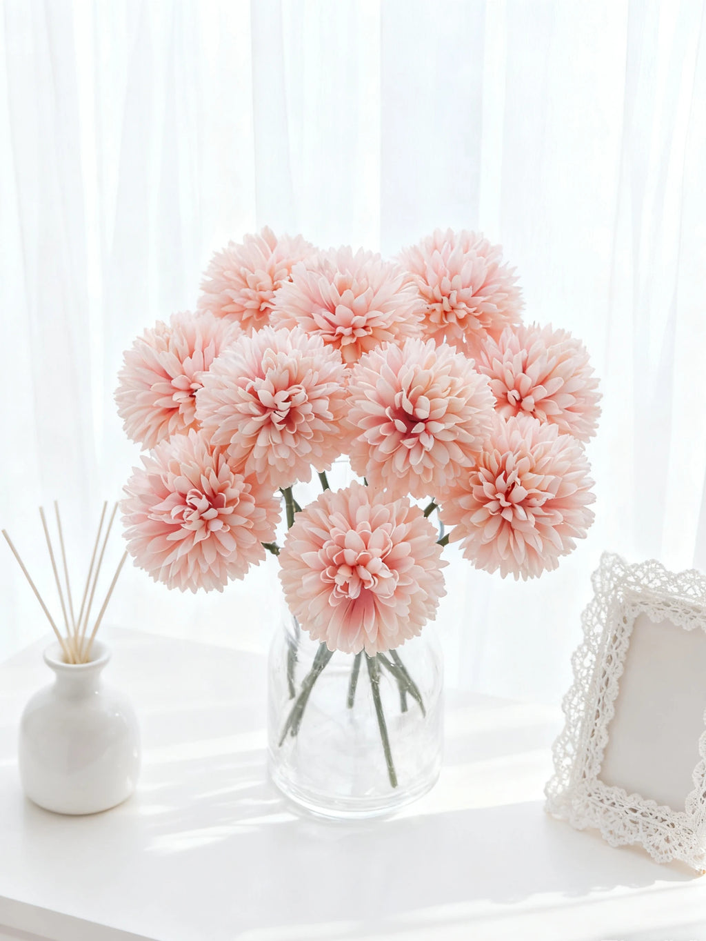 5-Pack Artificial Silk Chrysanthemum Ball Bouquet | Home Decor Artificial Flower Bouquet Axl