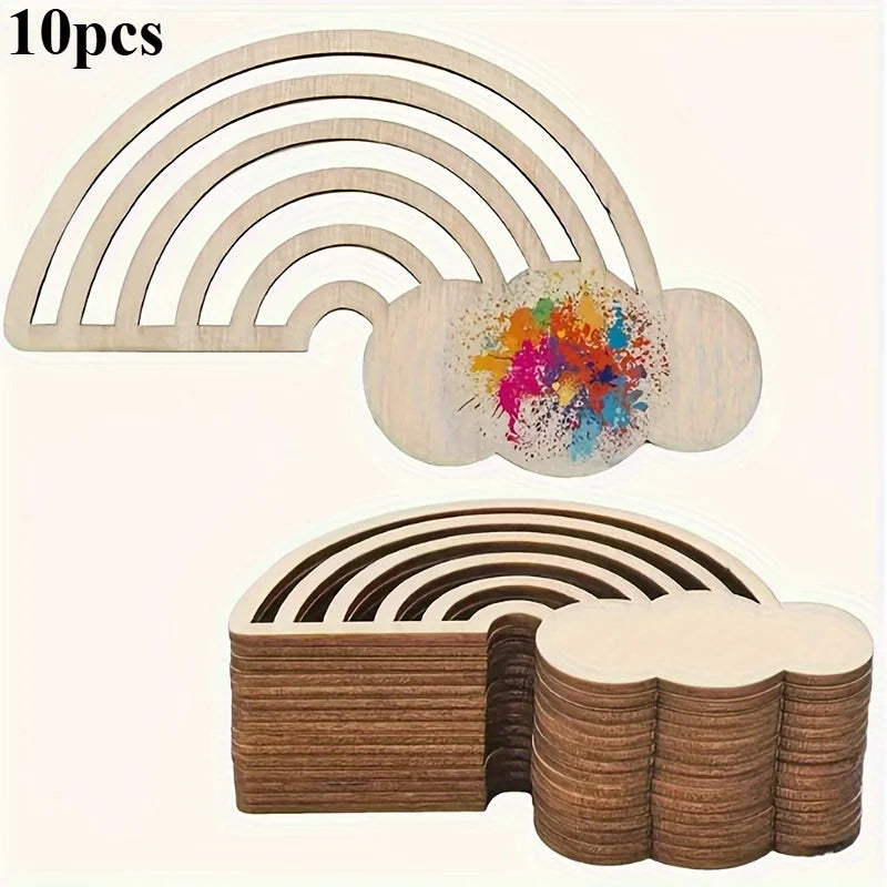 Unfinished Wooden Rainbow & Cloud DIY Craft Shapes – 10/30 Pack Wooden Craft Shapes Axl 10pcs
