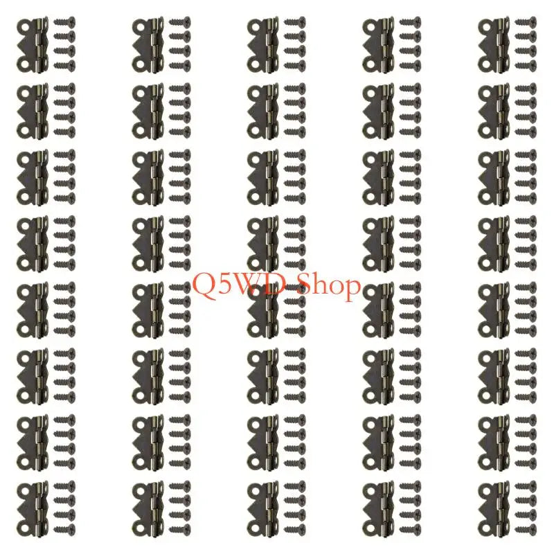 40-Pack Butterfly Small Hinges – Antique Bronze Jewelry Box Decorative Box Hinges Axl Exterior 90 degrees CN