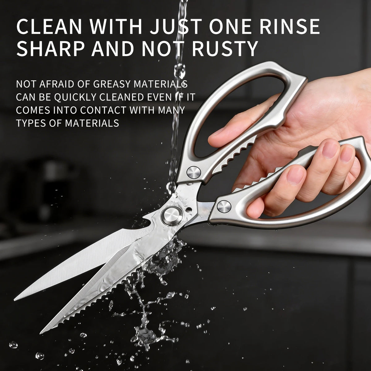 2-Piece Stainless Steel Kitchen Scissors Set – Extended Blade Kitchen Scissors Set Axl