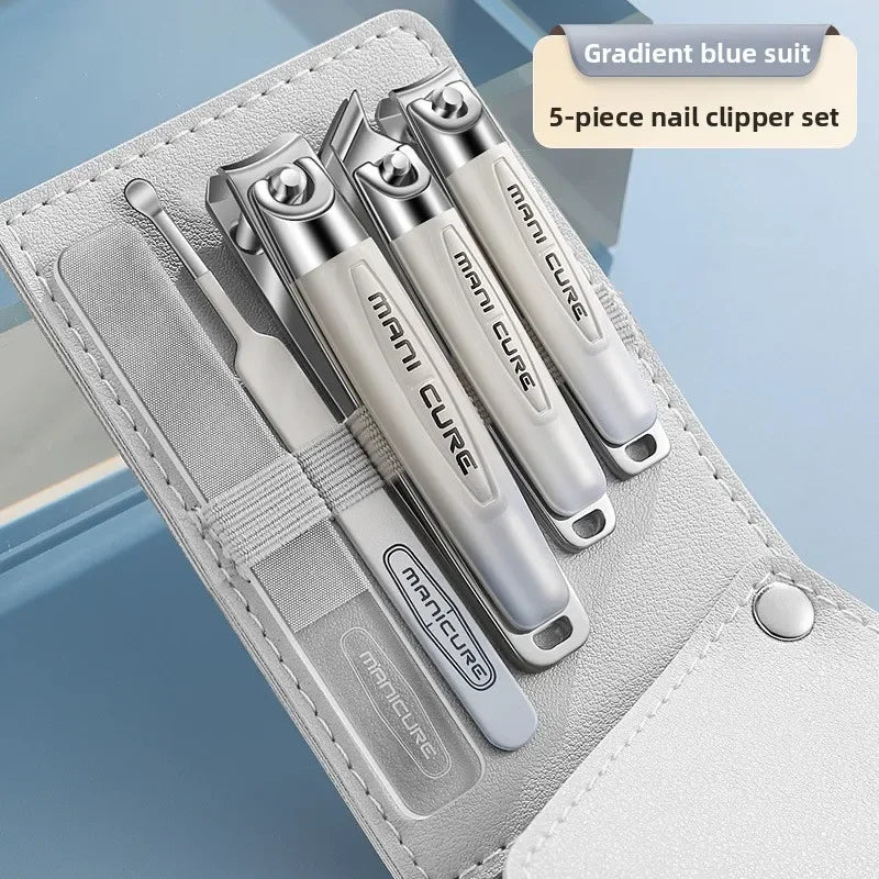 Stainless Steel Nail Clipper Kit – Manicure & Pedicure Set Nail Care Kit Axl New5Set-Gradient Blu