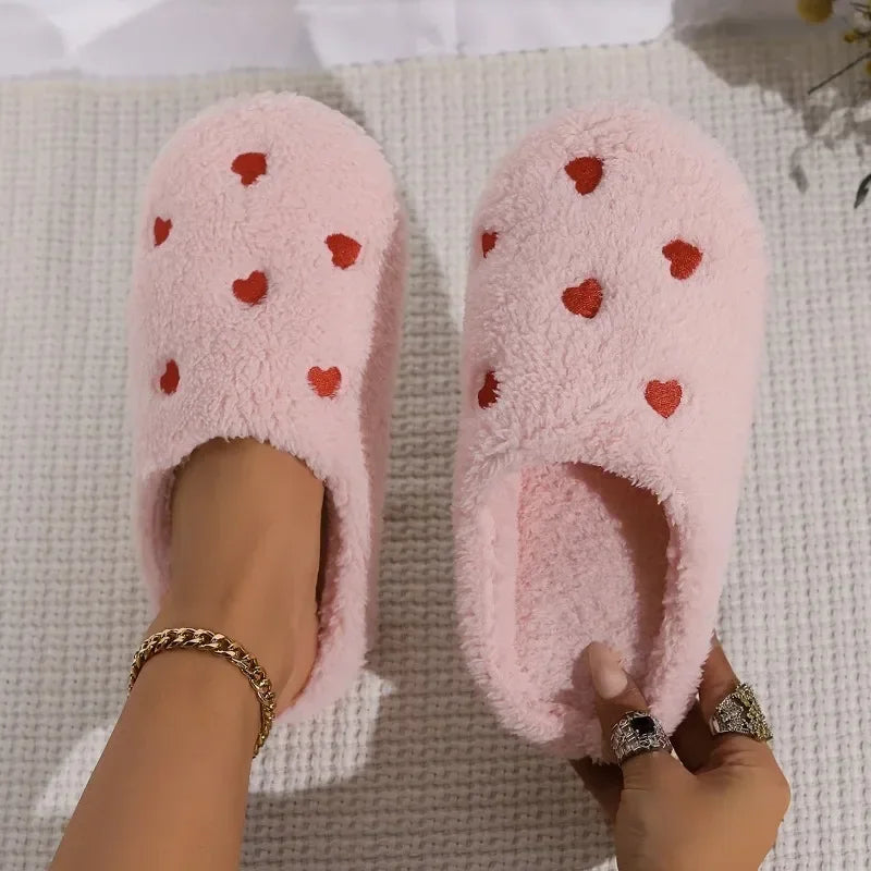 Women's Heart-Shaped Indoor Slippers – Soft Silent Winter Shoes Indoor Slippers Axl