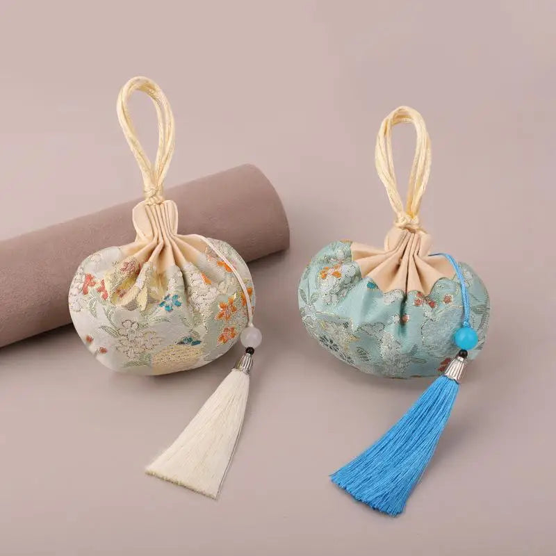 Chinese Brocade Drawstring Sachet Bag | Tassel Flower Pouch Drawstring Sachet Pouch Axl