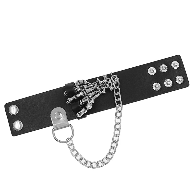 90s Punk Spike PU Leather Bracelet – Triple Row Studs Bangle Punk Leather Bracelet Axl