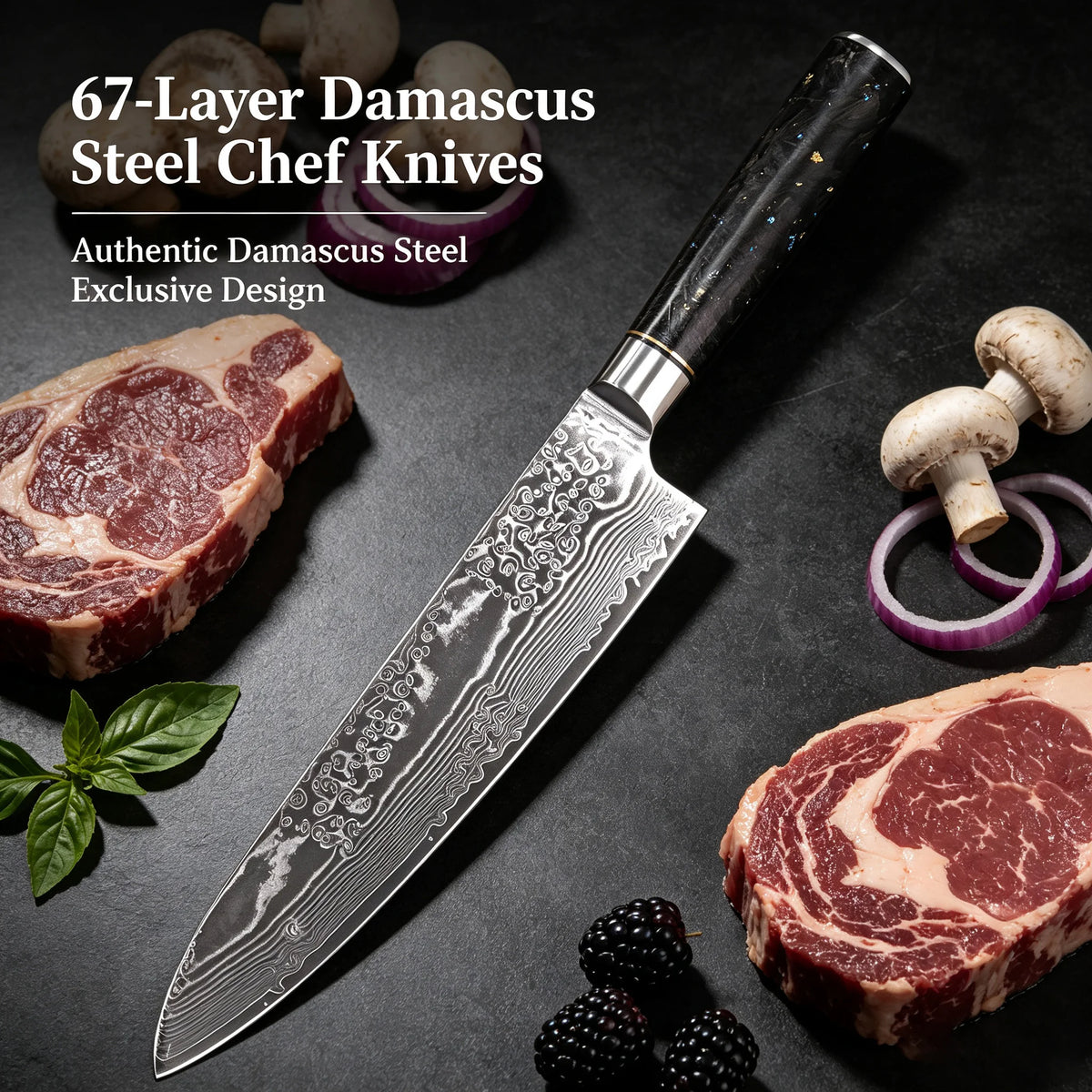 67-Layer Damascus Chef Knife – 8" Gyuto Kitchen Blade Damascus Chef Knife Axl Chef Cutlery