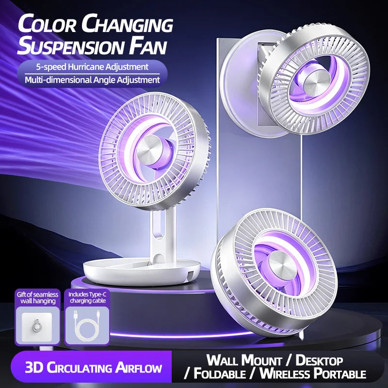 BALASHOV Foldable Desk Fan – 5-Speed LED Light & Type-C Portable Desk Fan Axl