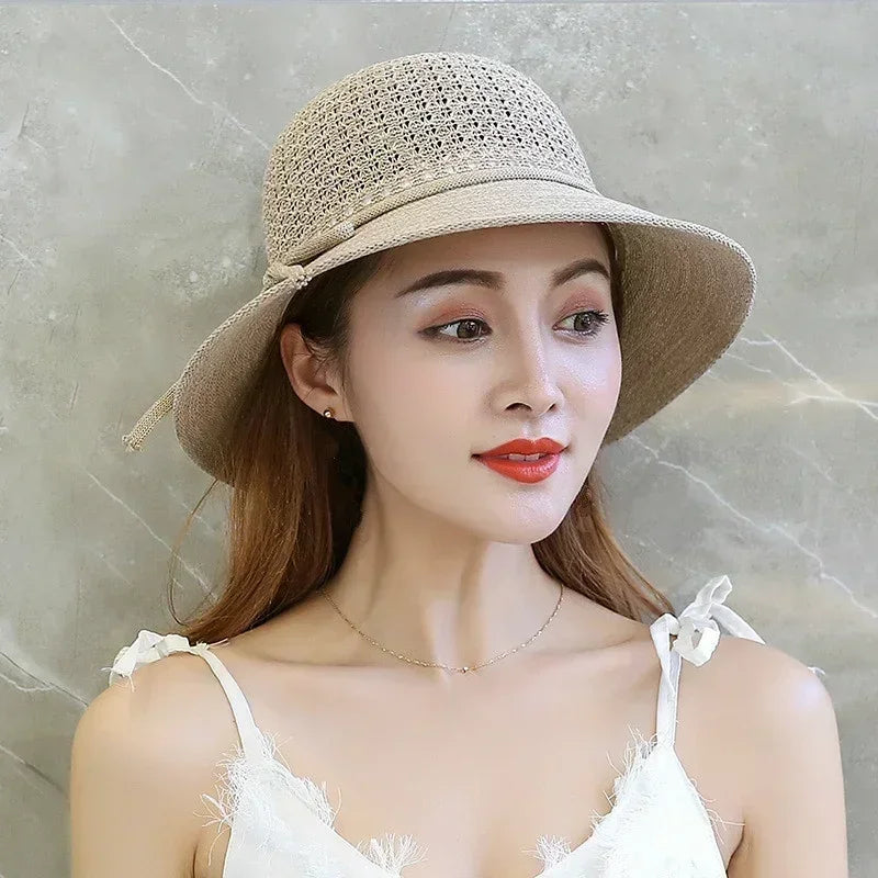 Women's Braided Beach Sun Hat – Wide 6cm Brim Visor Women's Sun Hat Axl