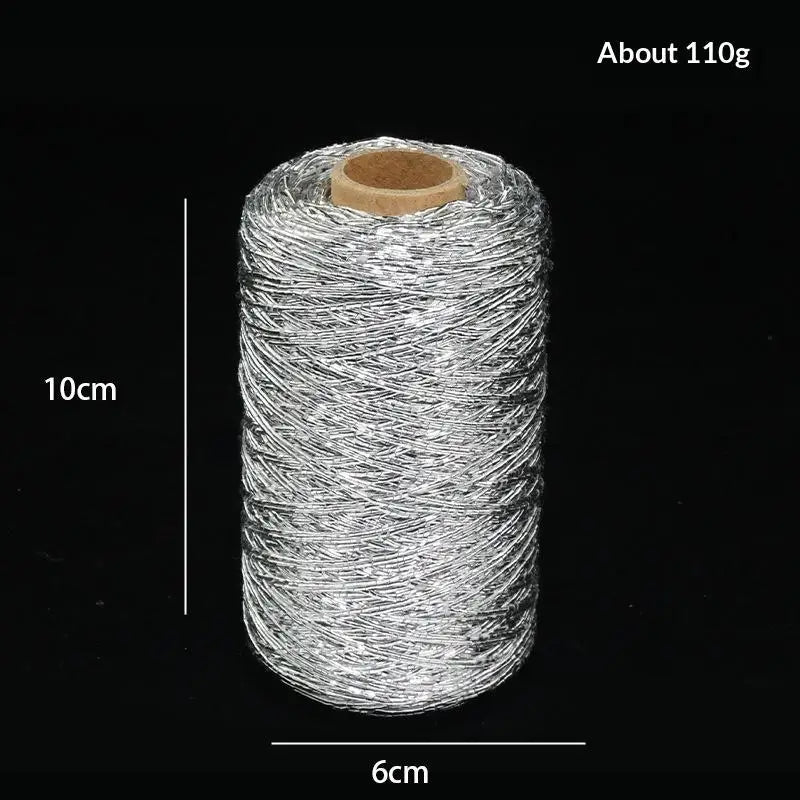 200M Silver Silk Yarn – Shiny Crochet & Knitting Thread Roll Crochet Knitting Yarn Axl onesize