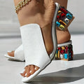 Women's Crystal Open Toe Heeled Sandals – Beach Summer Style Heeled Sandals Axl White 36