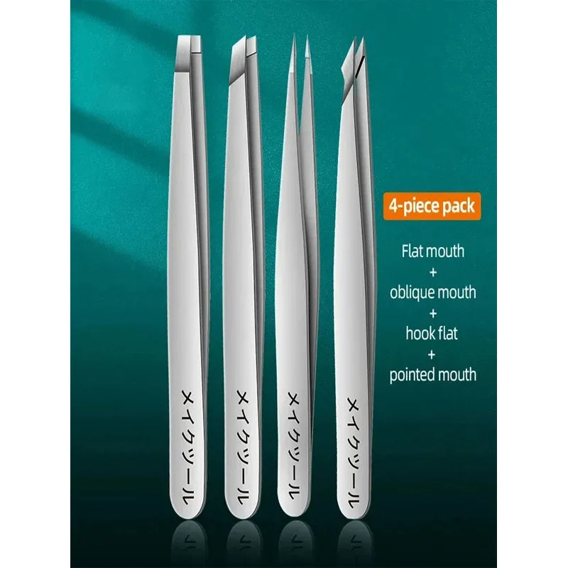 4-Set Pink Slant Tip Stainless Steel Precision Tweezers Precision Tweezers Set Axl