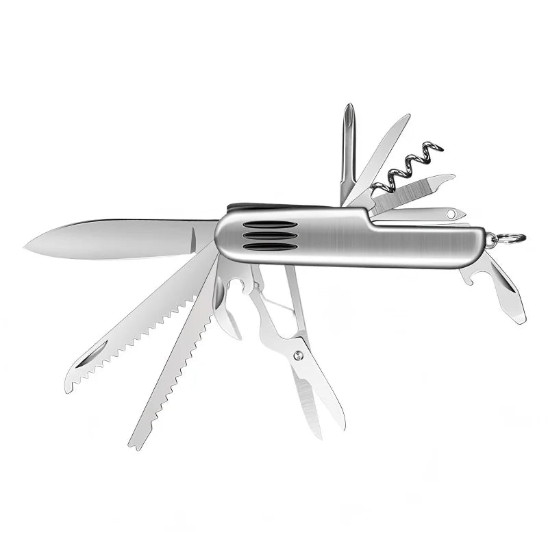 PLYS 8/11-in-1 Folding Pocket Knife – EDC Stainless Multitool Folding Multitool Knife Axl 11 in 1-Silver