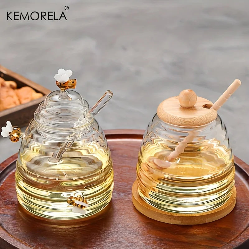 Glass Sugar Jar with Wooden Lid, Spoon & Coaster | Borosilicate Glass Sugar Jar Axl