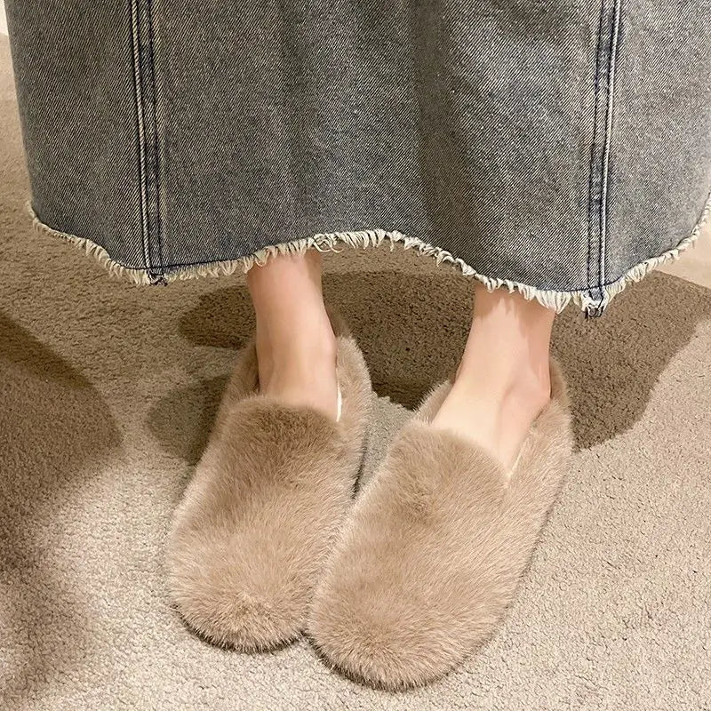 Women's Fur-Lined Slip-On Loafers | Warm Winter Ballet Flats Ballet Flat Loafers Axl