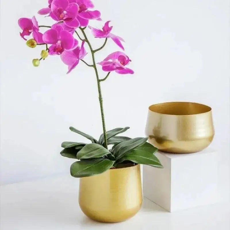 Modern Cast Brass Metal Flower Pot – Luxury Glazed Planter Metal Plant Pot Axl