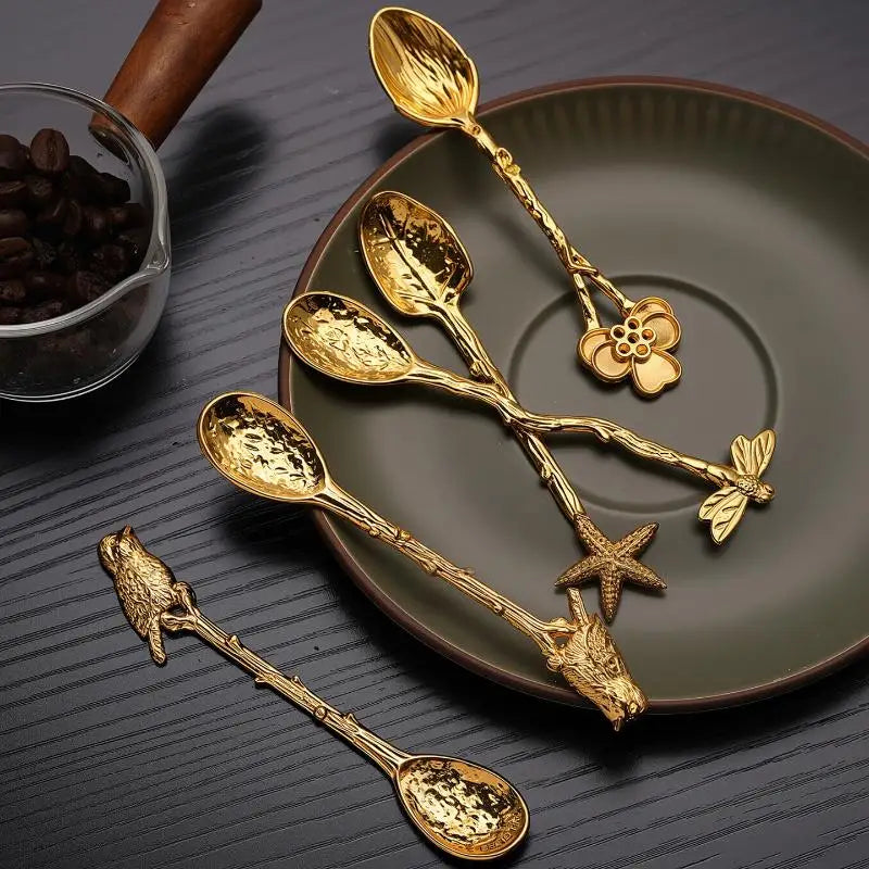 Retro Zinc Alloy Dessert Coffee Stirring Spoon – Dragonfly Design Dessert Stirring Spoon Axl
