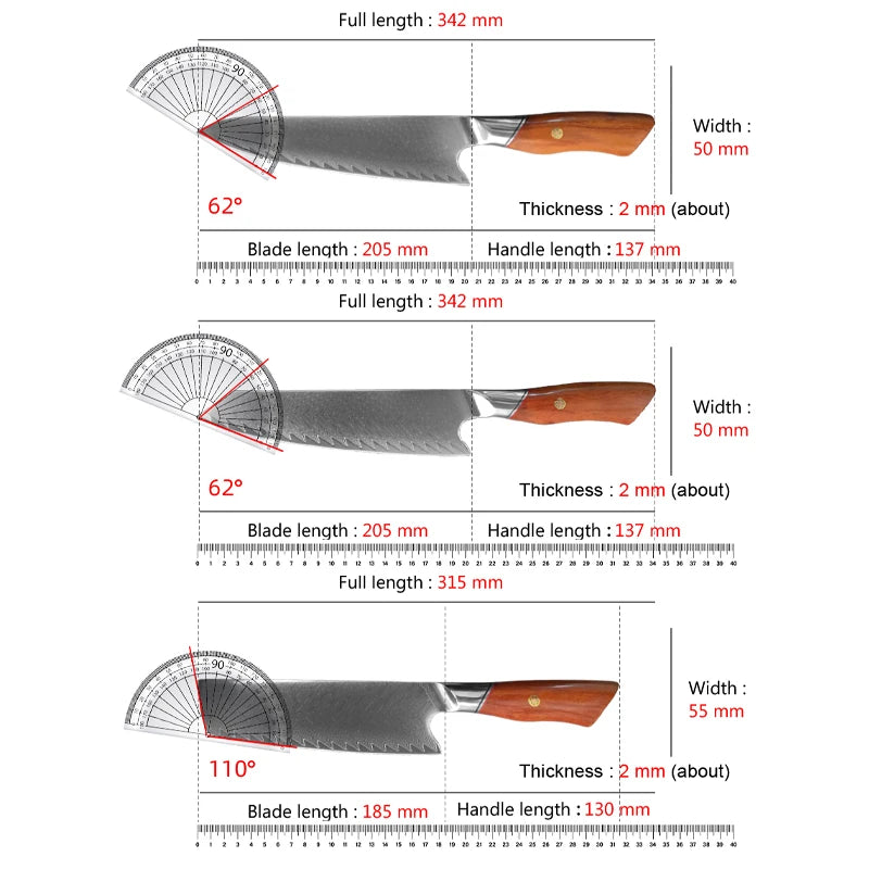 InLeung Damascus Chef Knife – Wood Handle Kitchen Slicer Damascus Chef Knife Axl
