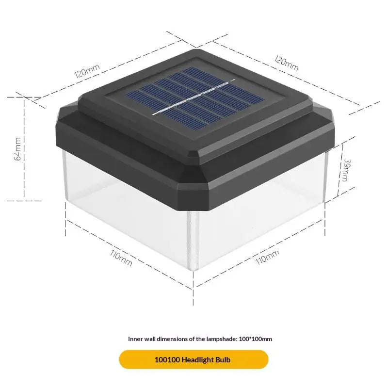IP65 Solar Post Cap Light – Warm White LED Fence Lamp Solar Fence Light Axl 10X10cm