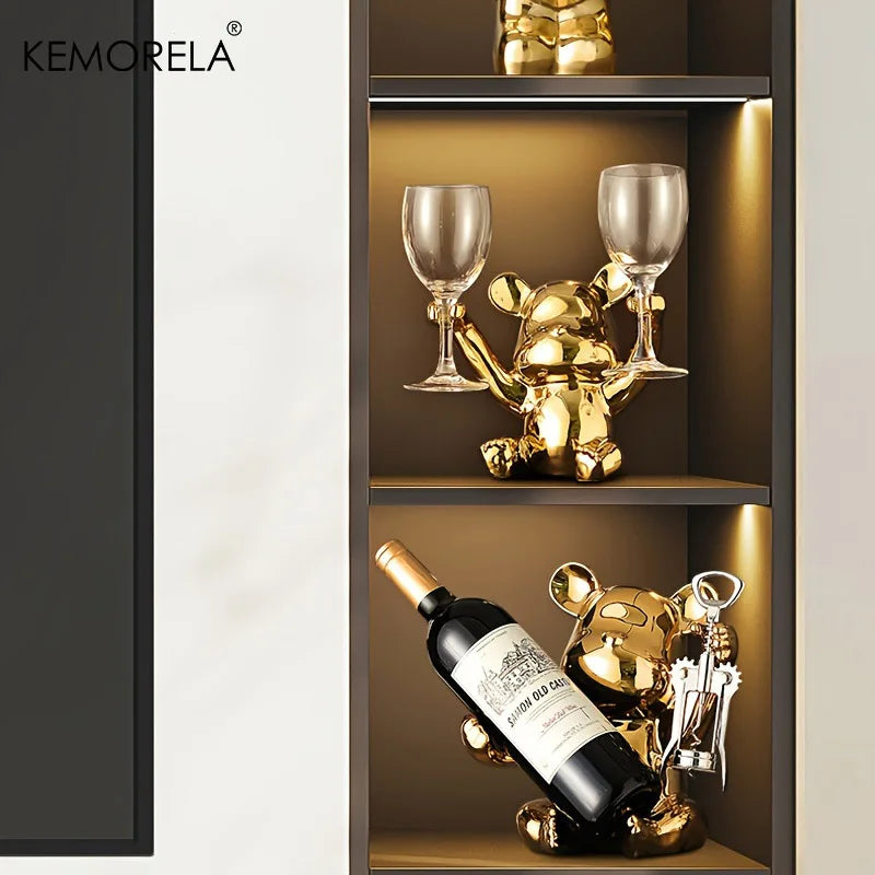 Ceramic Cartoon Wine Rack with Bottle Opener | Home Bar Decor Decorative Wine Rack Axl