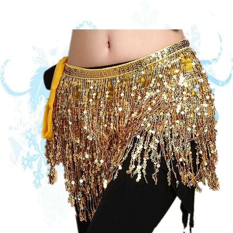 Shiny Sequin Tassel Belly Dance Waist Chain Belt – Women Belly Dance Belt Axl