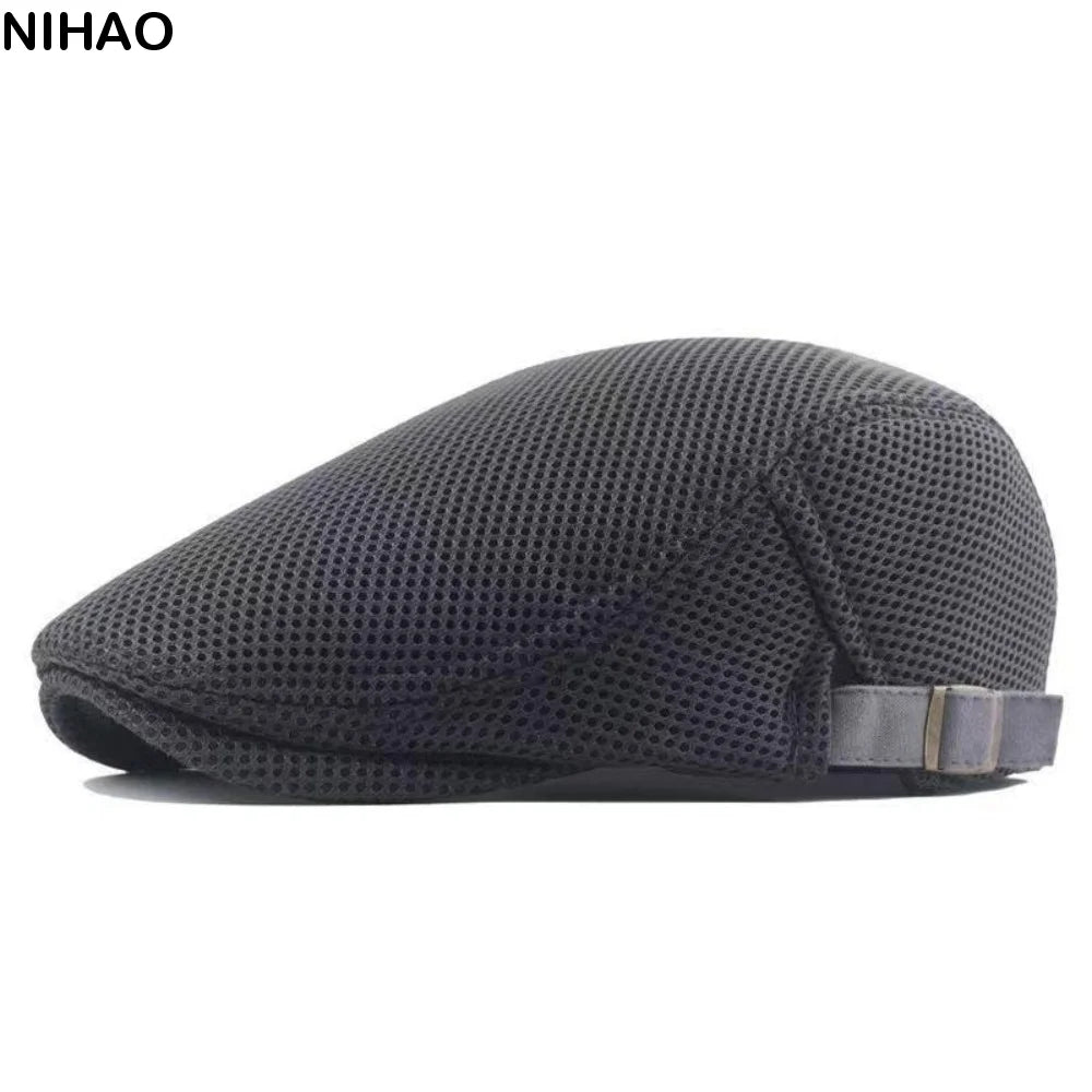 Mesh Beret Flat Cap – Breathable Retro Sun Hat | Unisex Mesh Beret Cap Axl