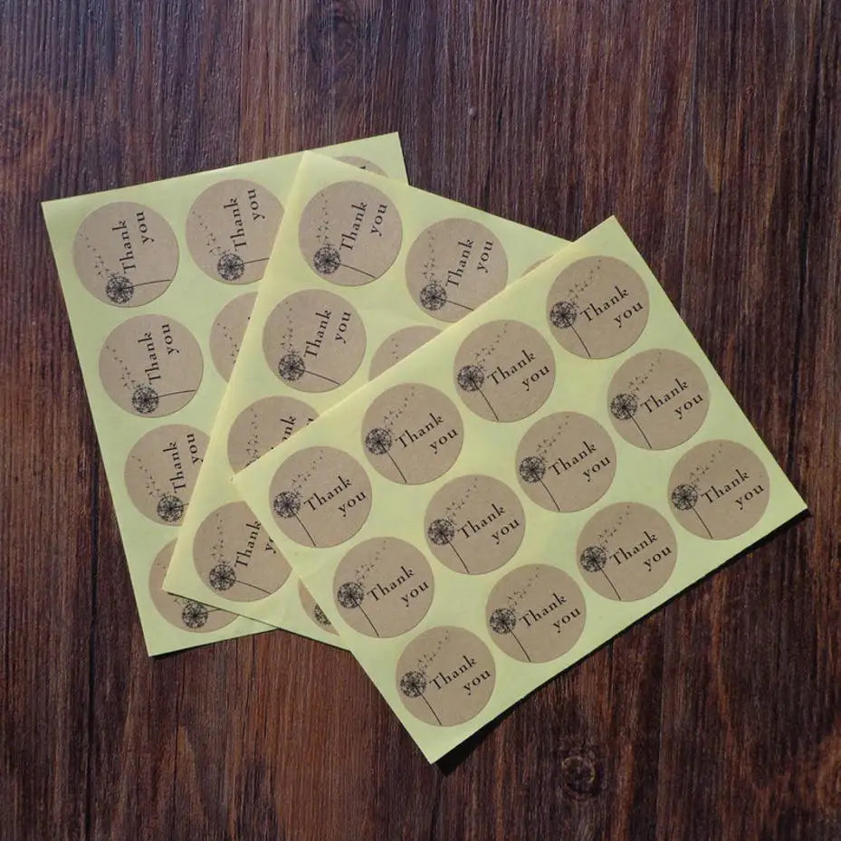 10 Sheets Dandelion Thank You Round Stickers – Gift & Baking Labels Decorative Labels Axl